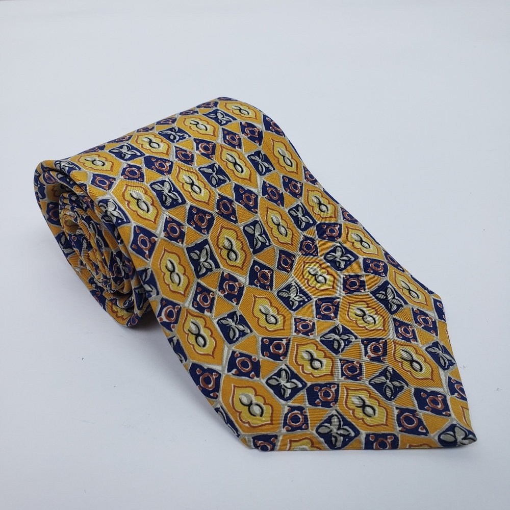 Emmanuel Ungaro Paris Yellow Pattern Silk Tie